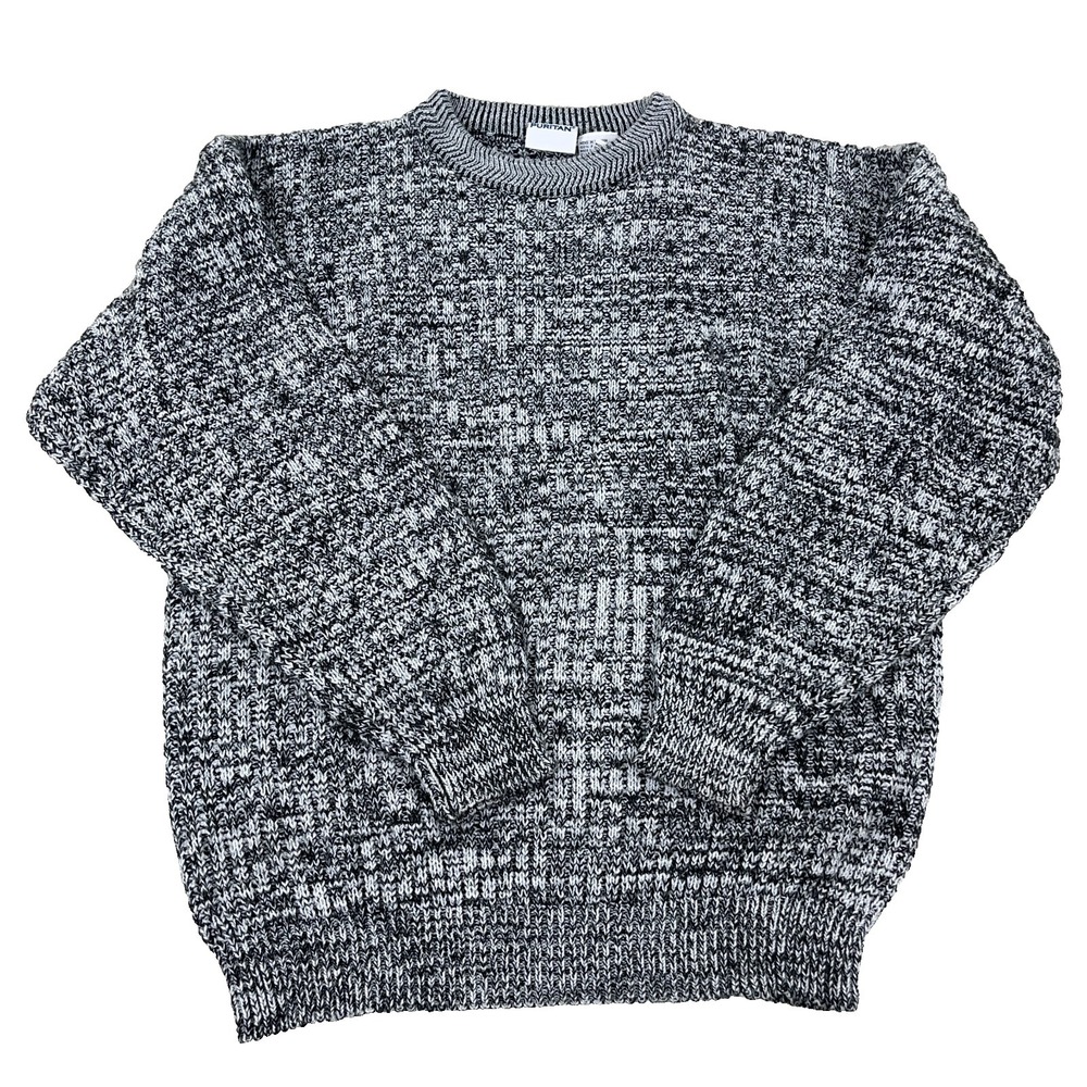 Vintage Grandpa Sweater Men Medium‎ Gray Chunky Knit 90s Y2K Cosby Heather Adult